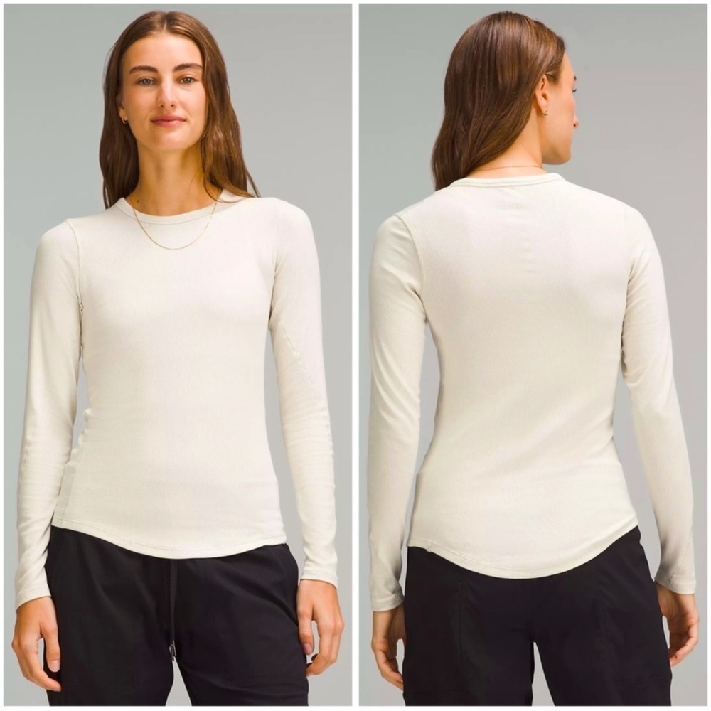 Lululemon Hold Tight Long Sleeve Shirt in Bone 4 EUC